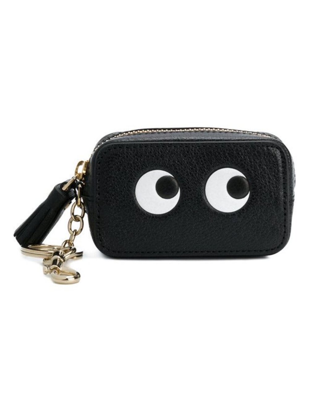 Anya Hindmarch Black Grainy Leather Eyes Coin Purse Bag Charm Keychain